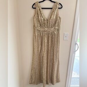 Revelry Bijou Sequin Gown Size 22 Champagne Gold Formal Bridesmaid MOB Dress